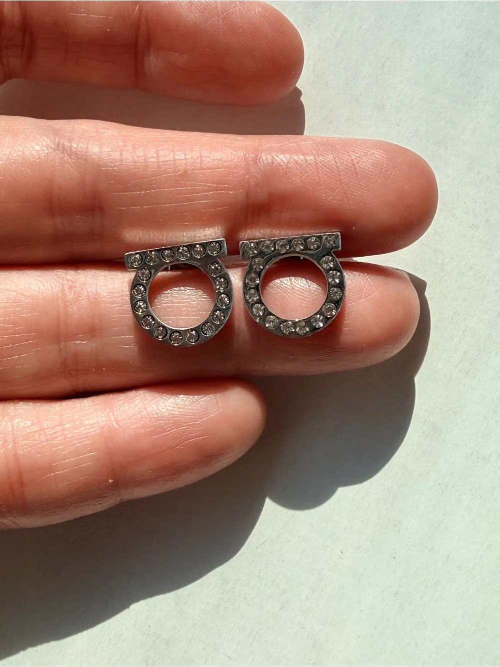 Crystal Accent Stainless Steel Hoop Stud Earrings - luxury inspired